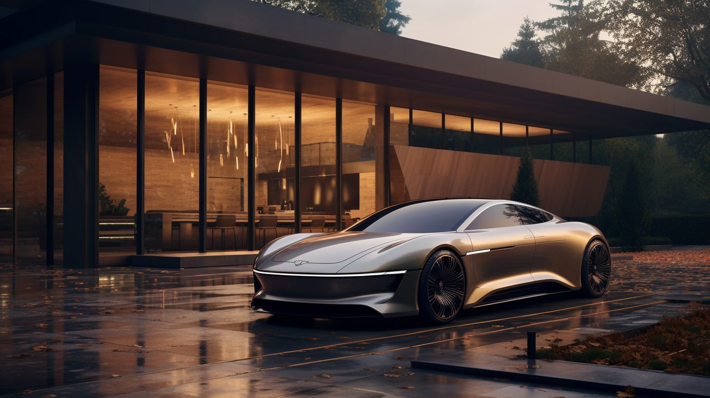 A Modern House With A Luxurious Car