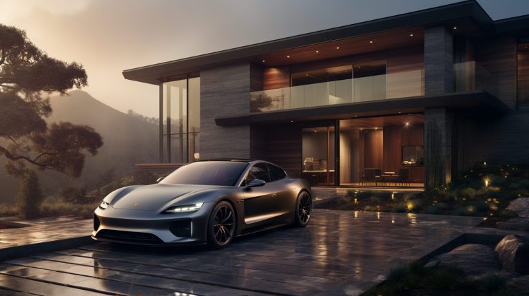 A Modern House With A Luxurious Car