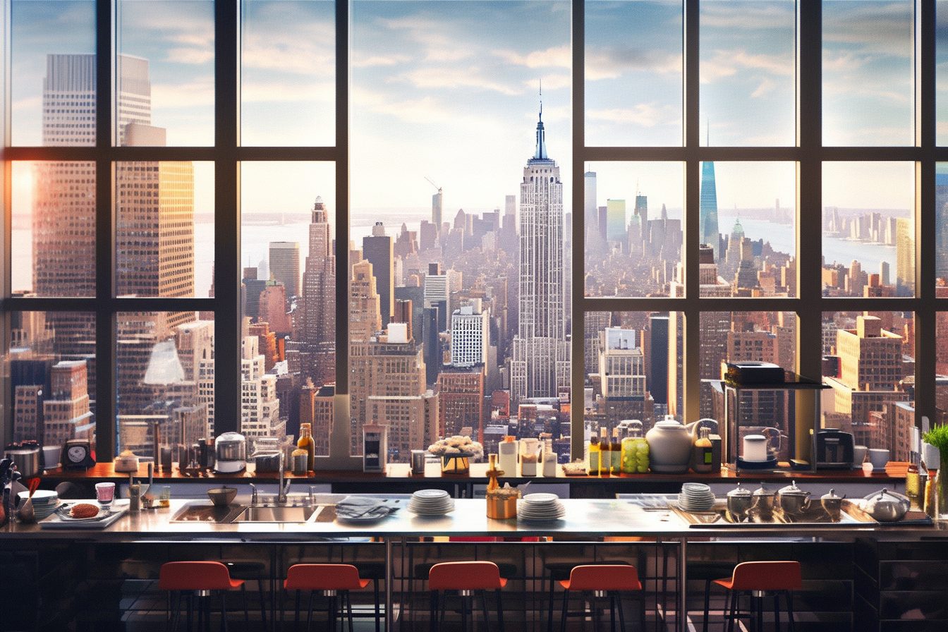 View of Contemporary Kitchens with City Skyline Views