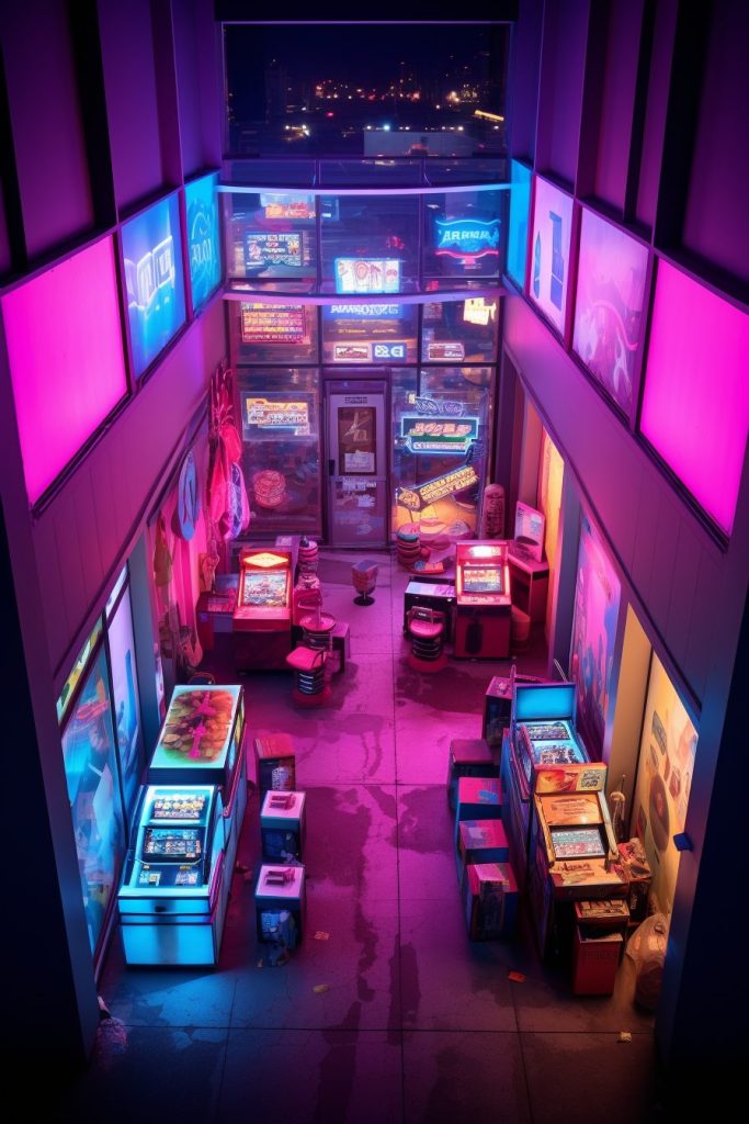 Cyberpunk Neon Video Arcades AI Artwork 10