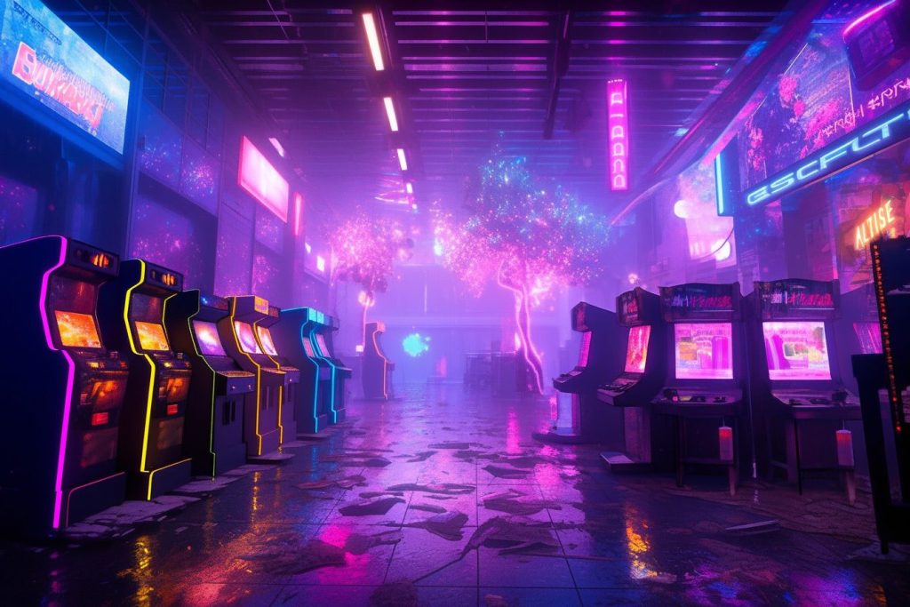 Cyberpunk Neon Video Arcades AI Artwork 12