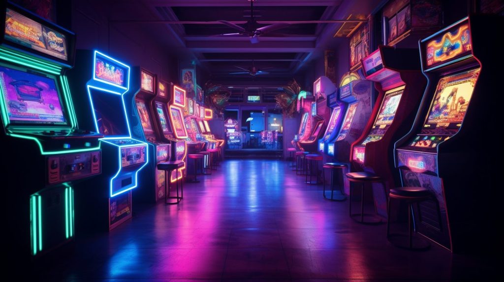 Cyberpunk Neon Video Arcades AI Artwork 16