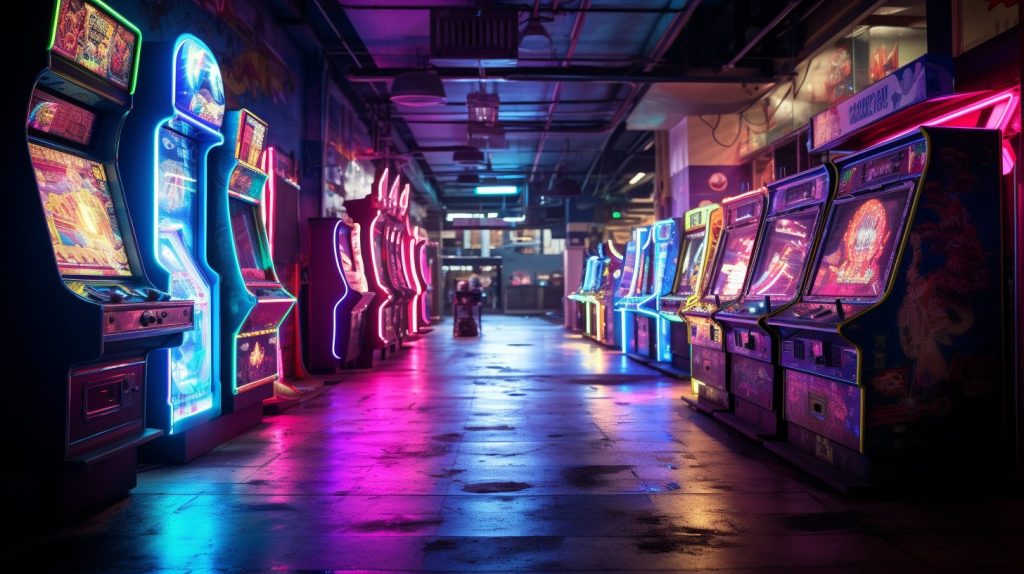 Cyberpunk Neon Video Arcades AI Artwork 18