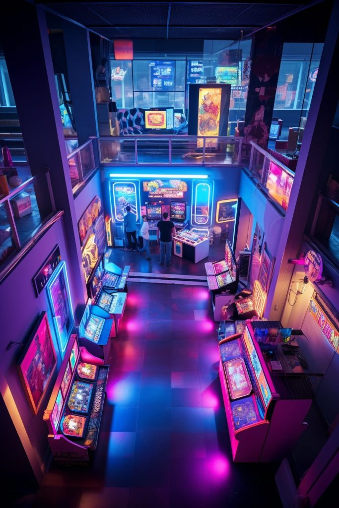 Cyberpunk Neon Video Arcades AI Artwork 19