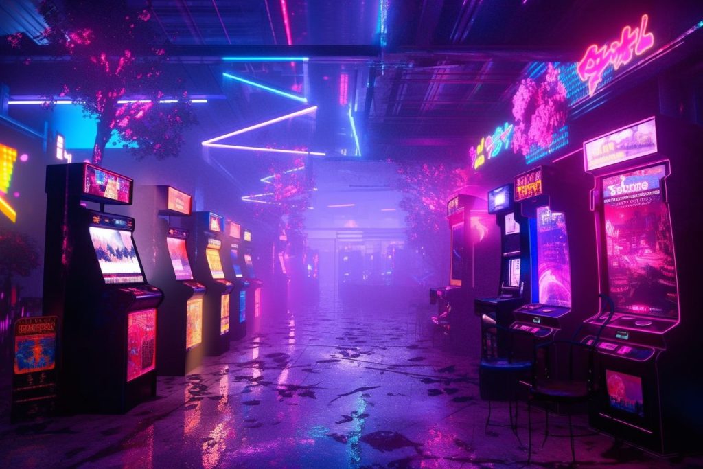 Cyberpunk Neon Video Arcades AI Artwork 20