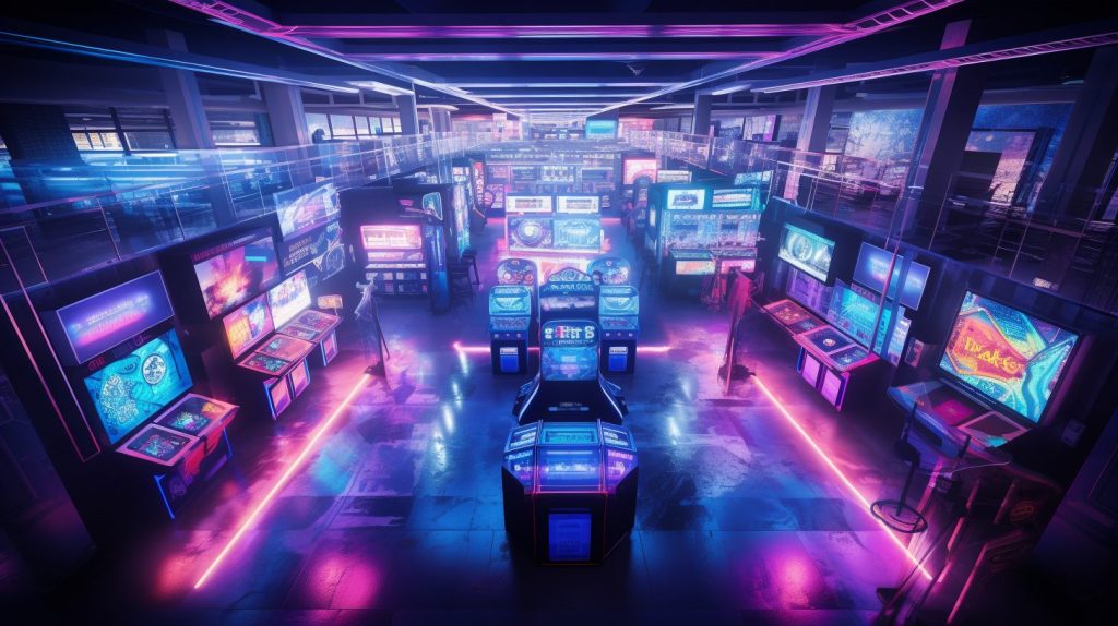 Cyberpunk Neon Video Arcades AI Artwork 22