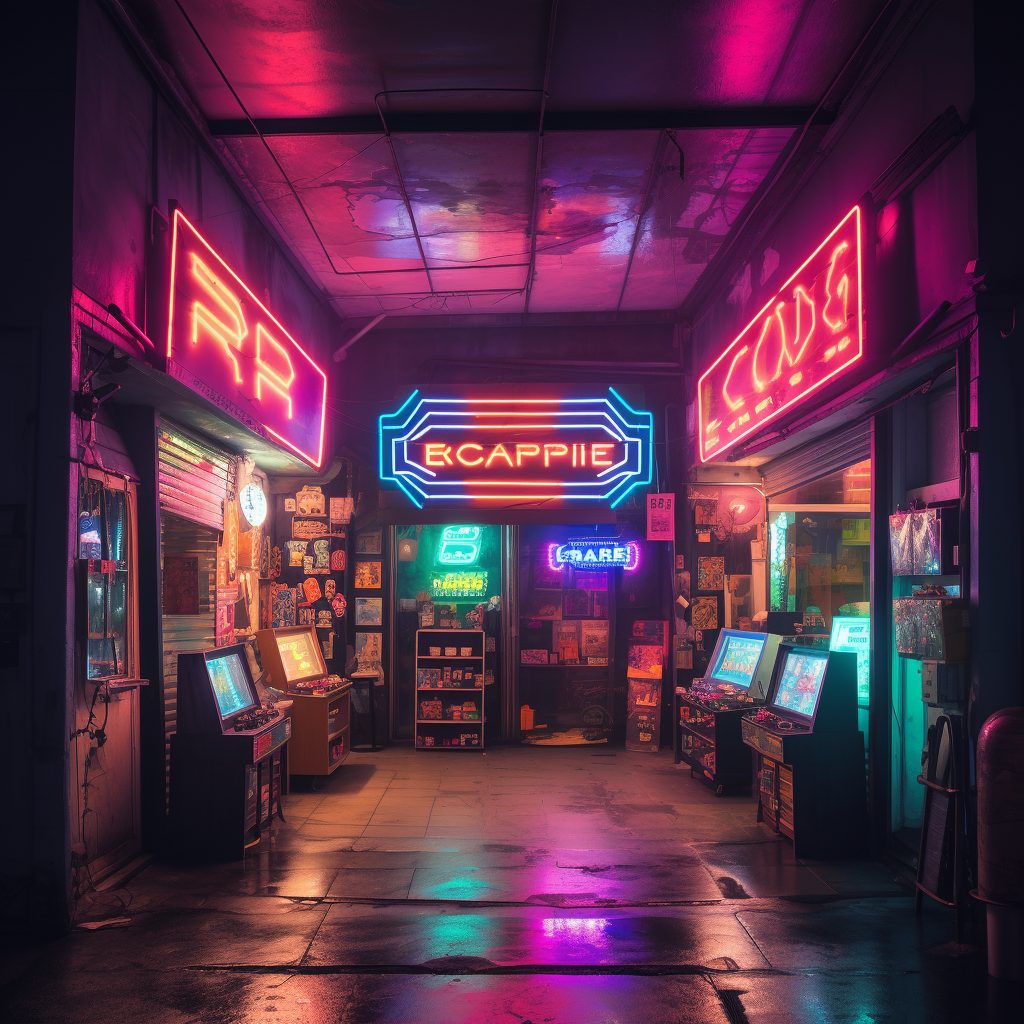 Cyberpunk Neon Video Arcades AI Artwork 25