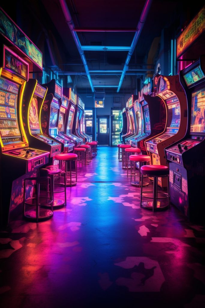 Cyberpunk Neon Video Arcades AI Artwork 26