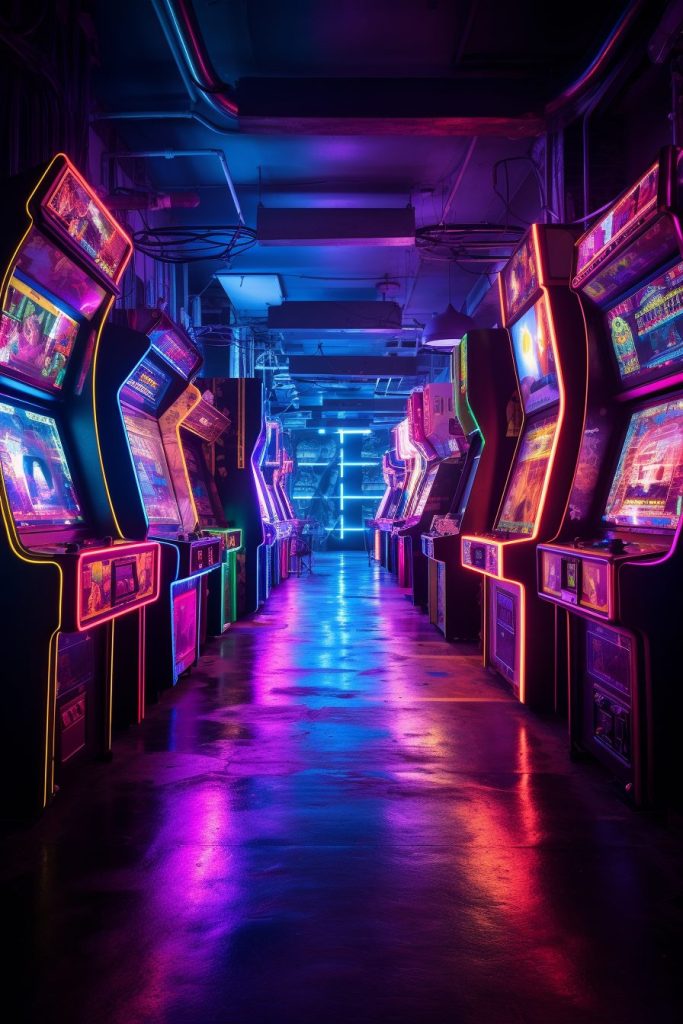 Cyberpunk Neon Video Arcades AI Artwork 27