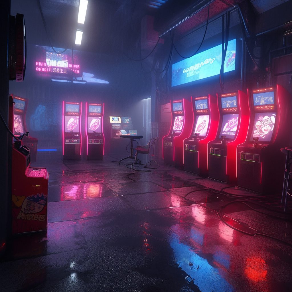 Cyberpunk Neon Video Arcades AI Artwork 2