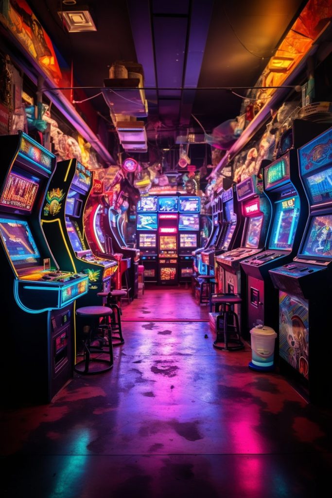 Cyberpunk Neon Video Arcades AI Artwork 31