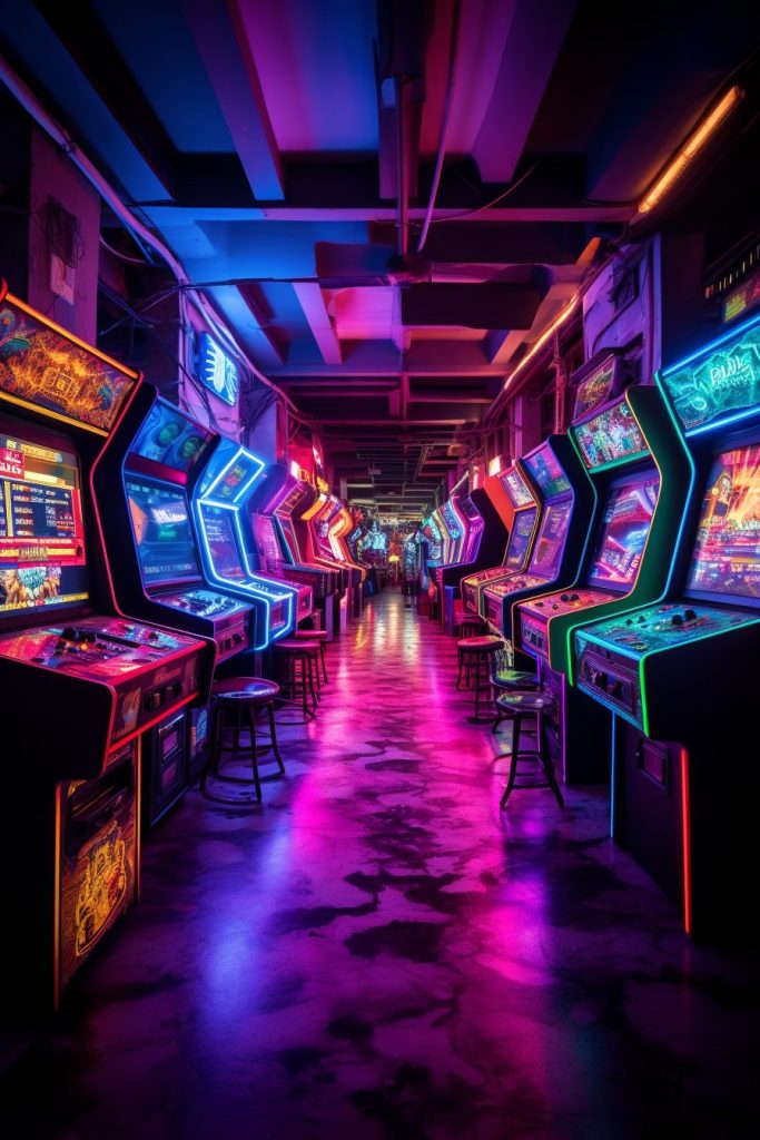 Cyberpunk Neon Video Arcades AI Artwork 32