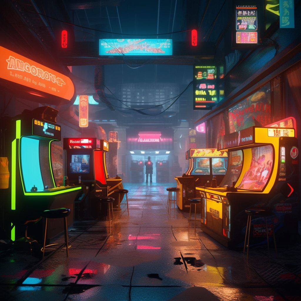 Cyberpunk Neon Video Arcades AI Artwork 4
