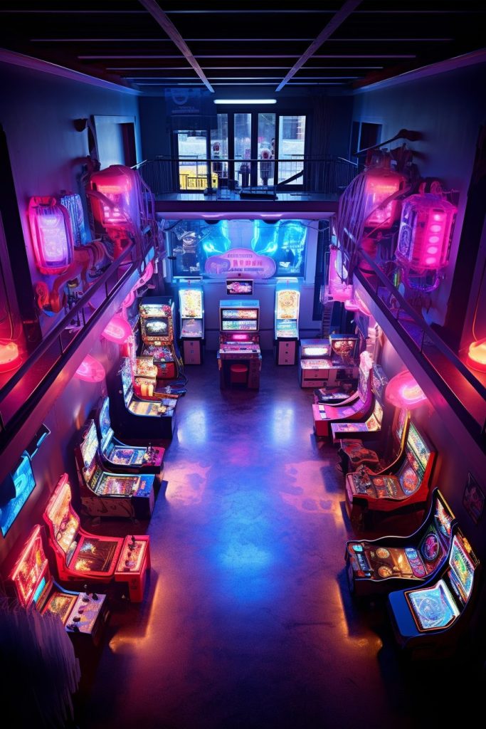 Cyberpunk Neon Video Arcades AI Artwork 6