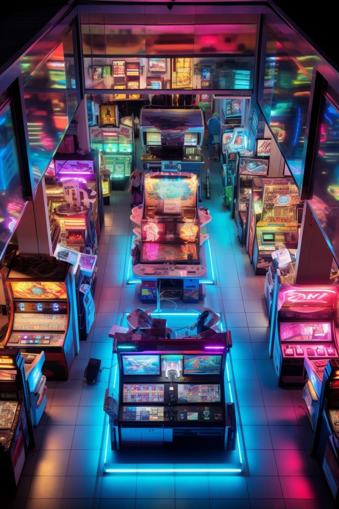 Cyberpunk Neon Video Arcades AI Artwork 8