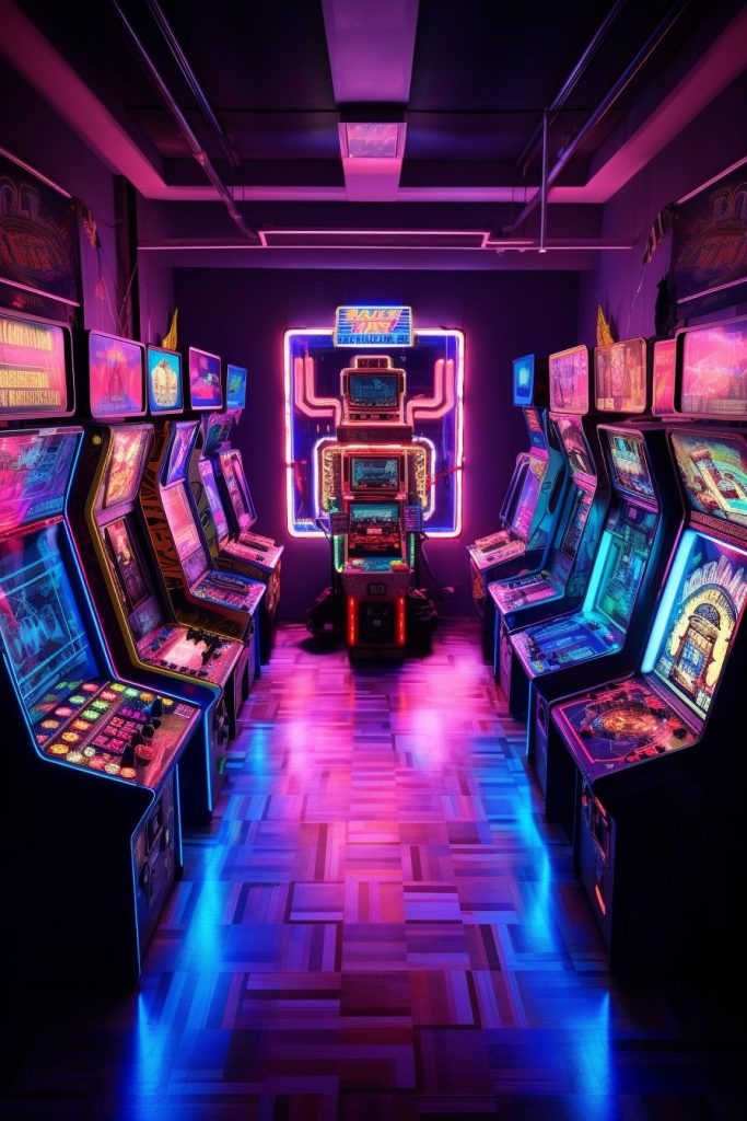 Cyberpunk Neon Video Arcades AI Artwork 9