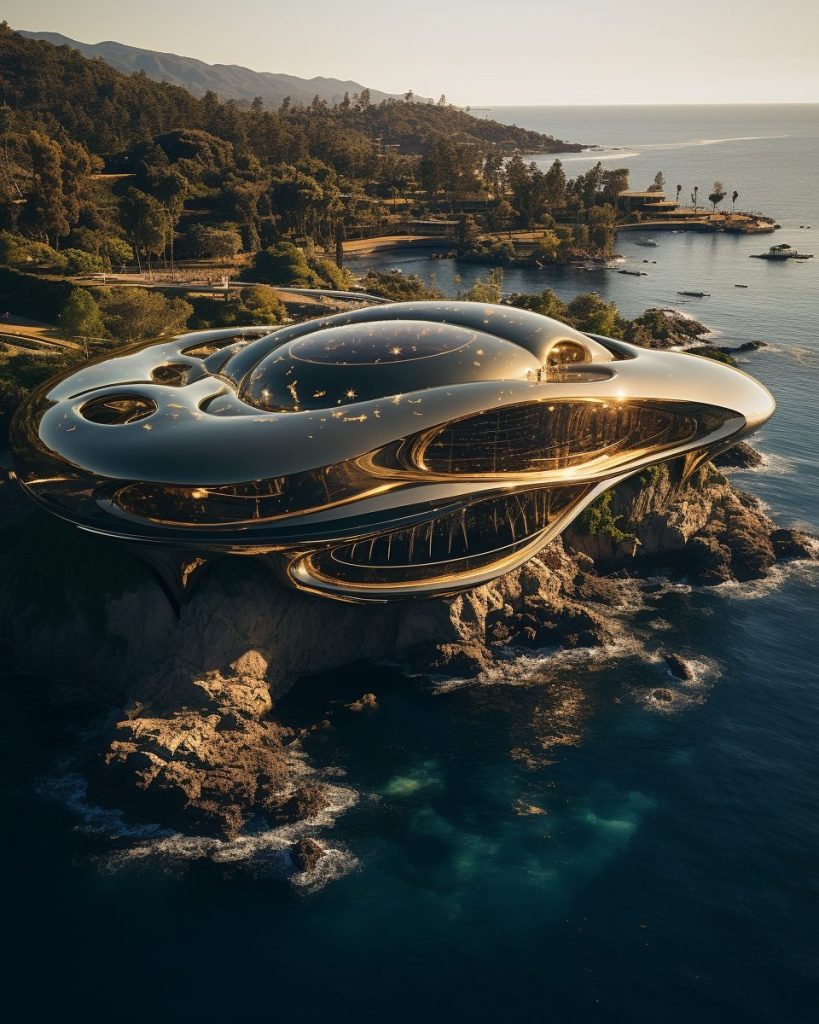 Futuristic Waterfront Buildings AI Artwork 11