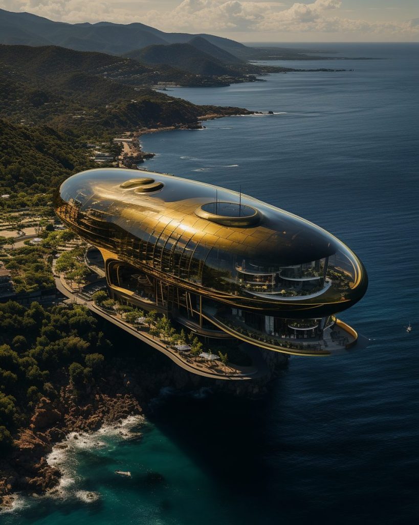 Futuristic Waterfront Buildings AI Artwork 12