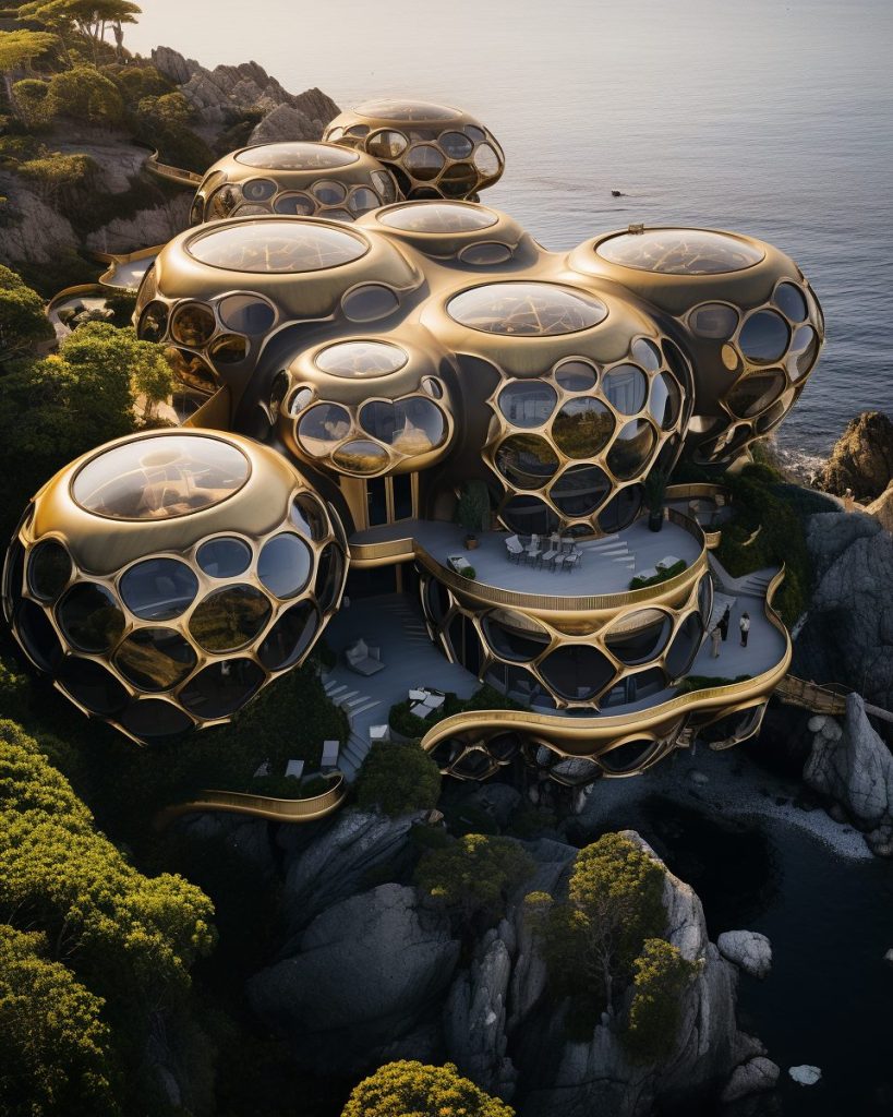 Futuristic Waterfront Buildings AI Artwork 13