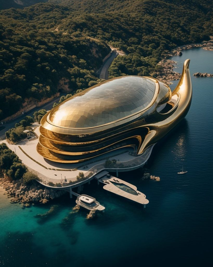 Futuristic Waterfront Buildings AI Artwork 15