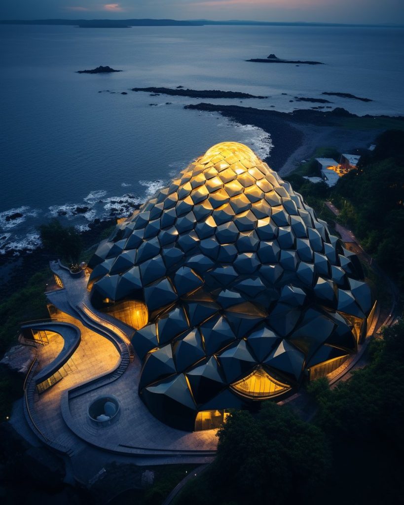 Futuristic Waterfront Buildings AI Artwork 19