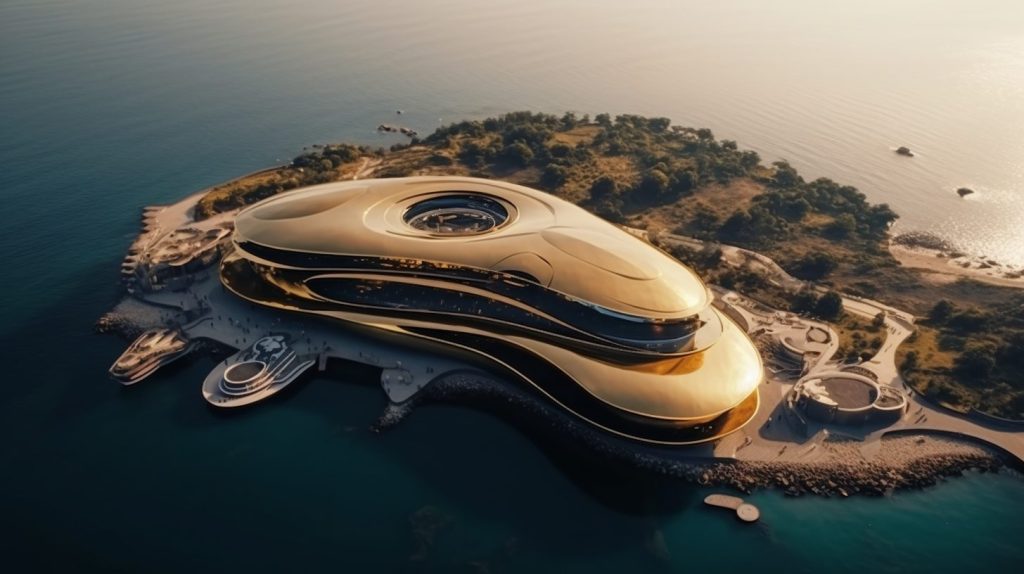 Futuristic Waterfront Buildings AI Artwork 20