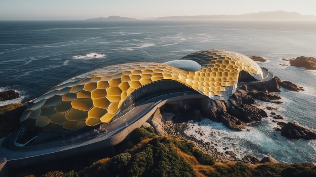 Futuristic Waterfront Buildings AI Artwork 24