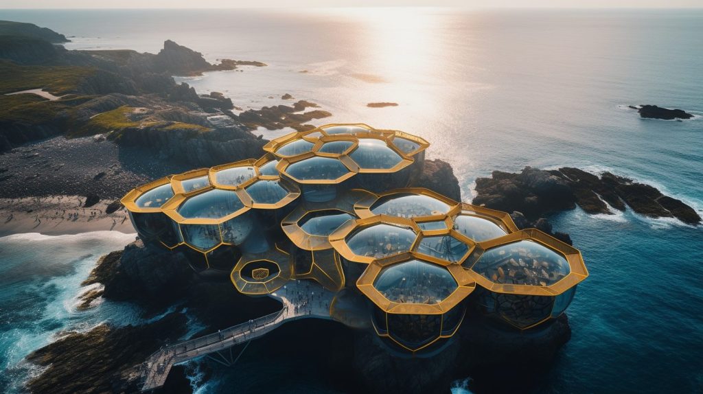 Futuristic Waterfront Buildings AI Artwork 26