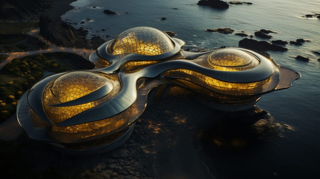 Futuristic Waterfront Buildings AI Artwork 27