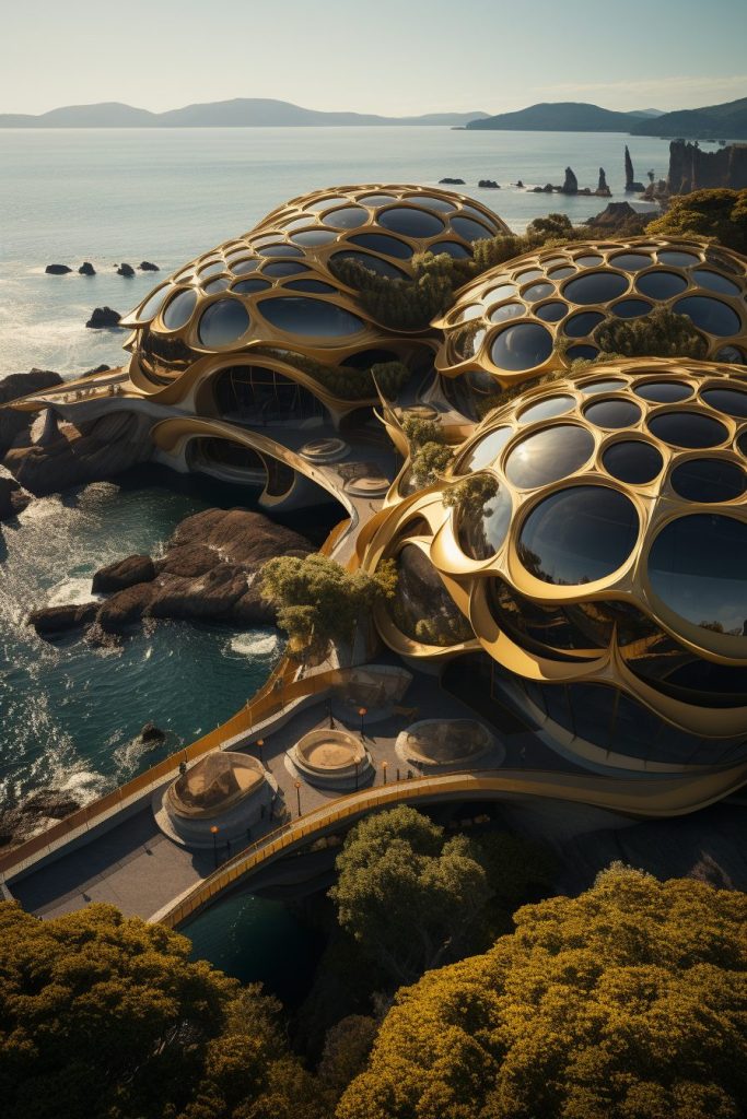 Futuristic Waterfront Buildings AI Artwork 30