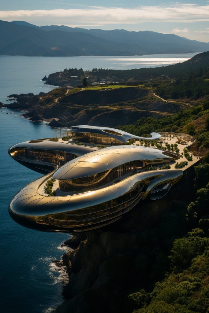 Futuristic Waterfront Buildings AI Artwork 5