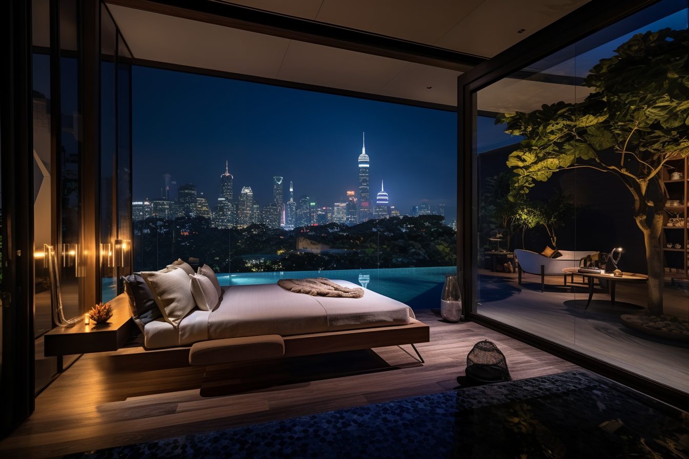 Modern Bedrooms with a Pool and View