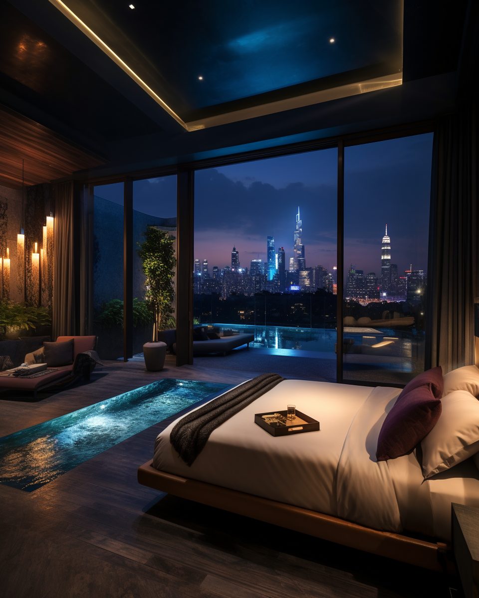 Modern Bedrooms with a Pool and View