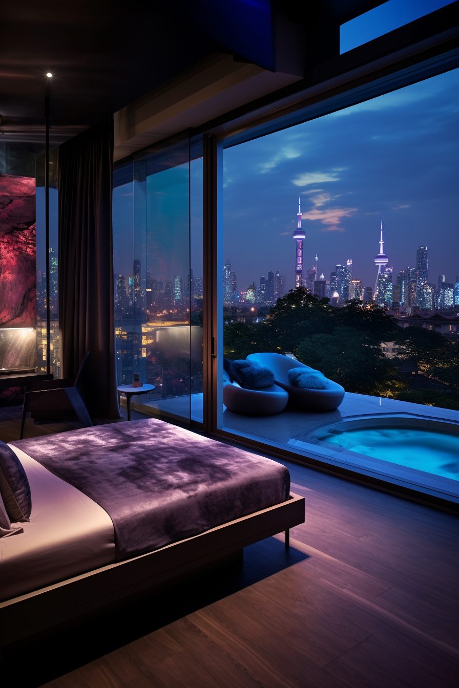 Modern Bedrooms with a Pool and View