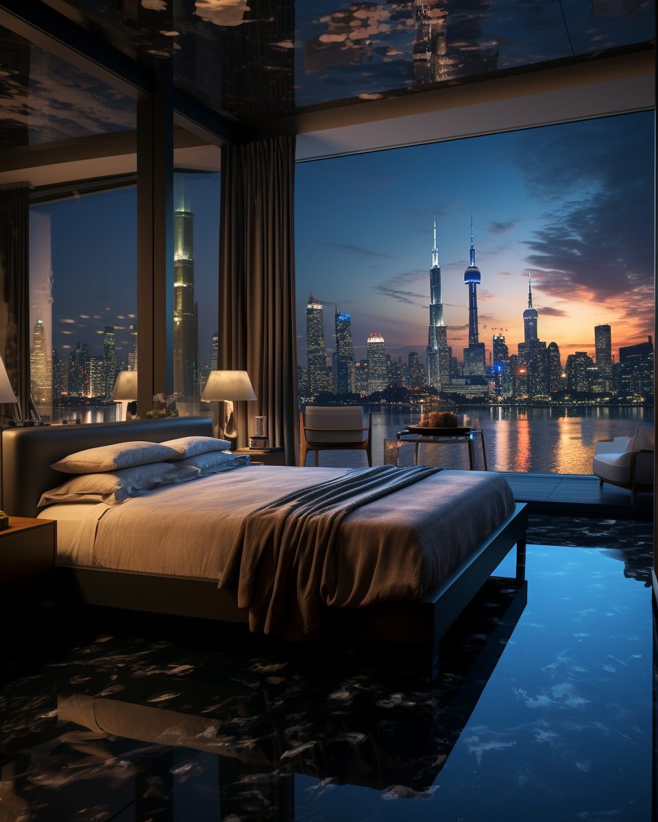 Modern Bedrooms with a Pool and View