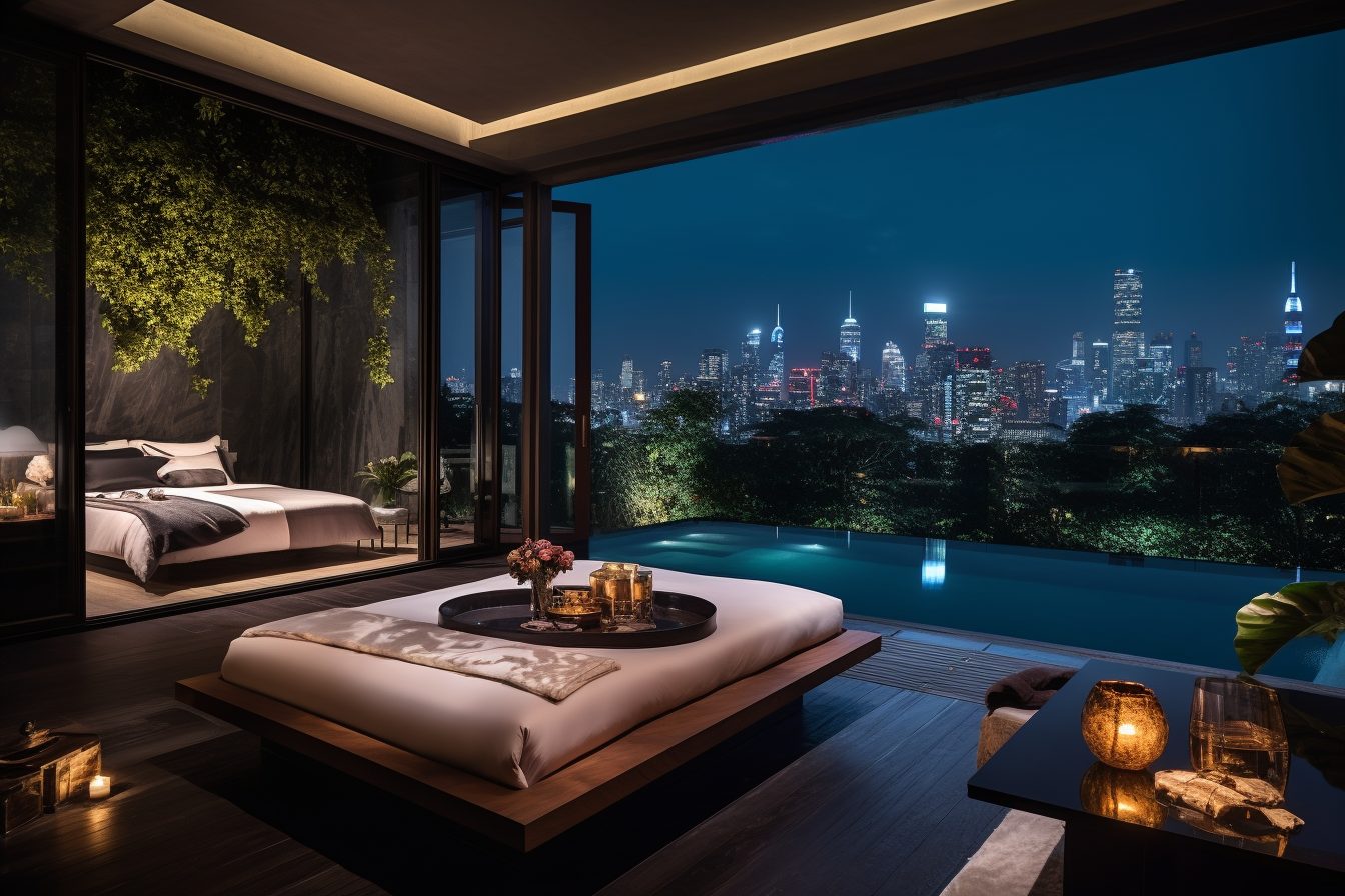 Modern Bedrooms with a Pool and View