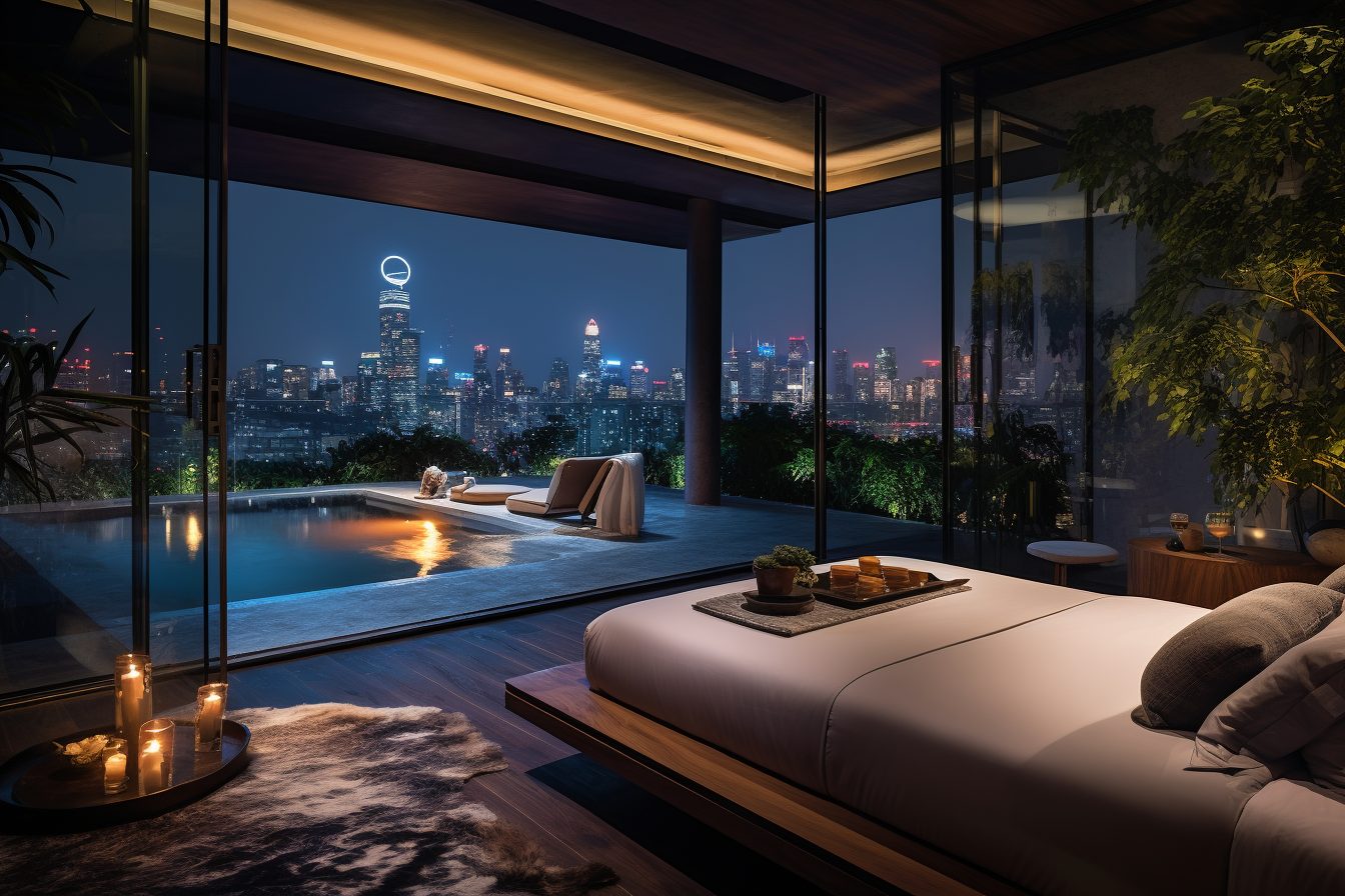 Modern Bedrooms with a Pool and View