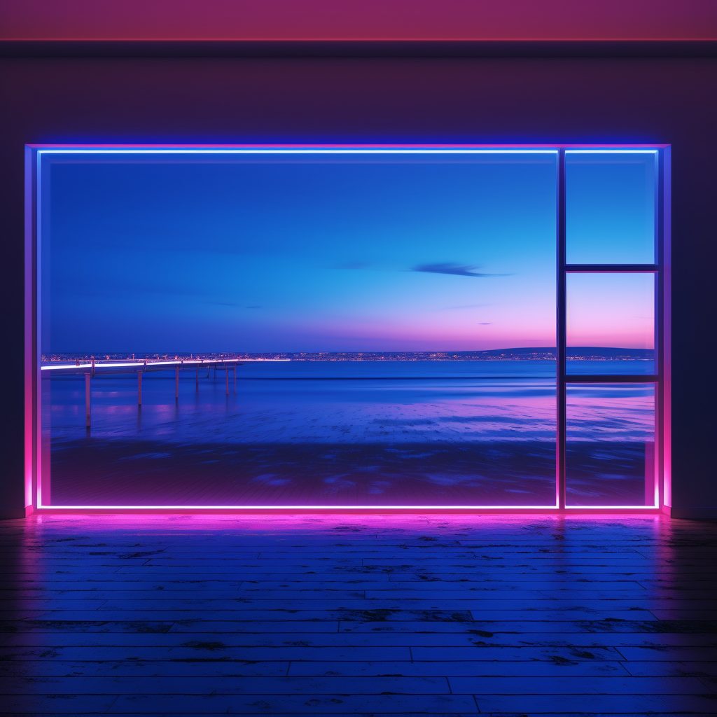 Neon Beach Houses with Amazing Ocean Views AI Artwork 6