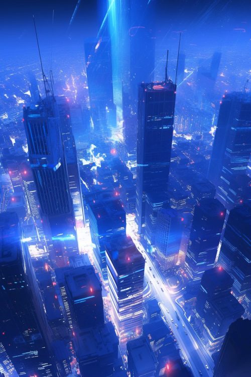 The City of Blue Lights AI Artwork