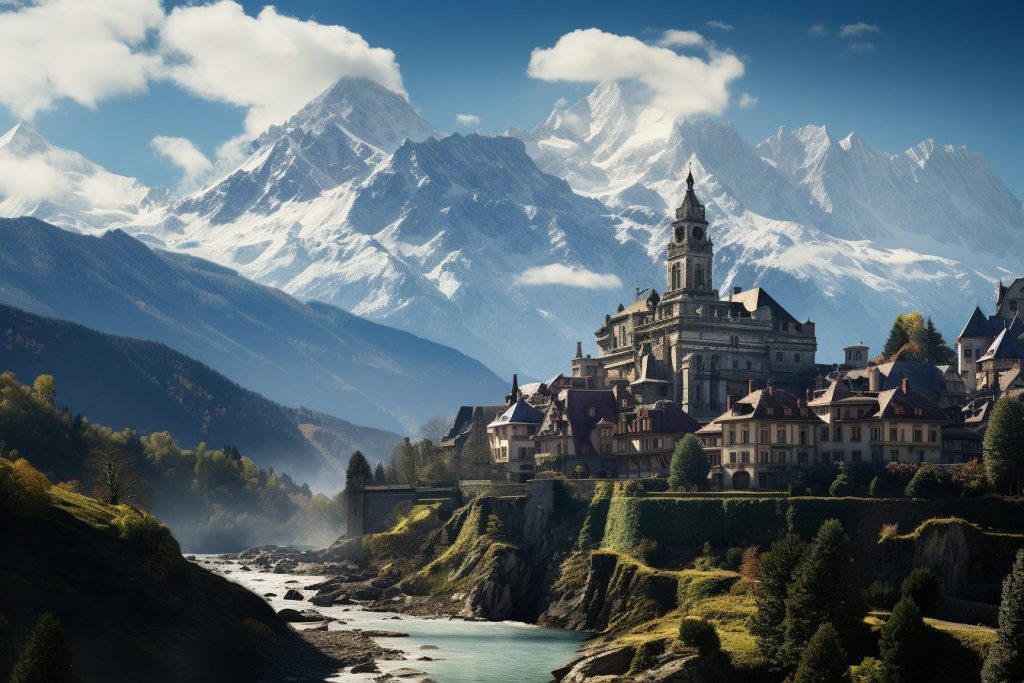 The Towns of Mont Blanc Mountain AI Artwork 10
