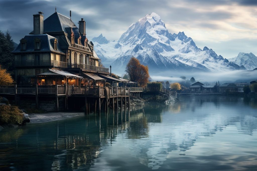 The Towns of Mont Blanc Mountain AI Artwork 11