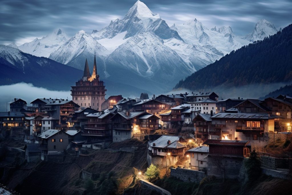 The Towns of Mont Blanc Mountain AI Artwork 12
