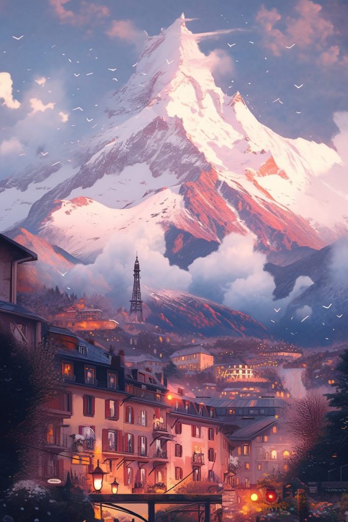 The Towns of Mont Blanc Mountain AI Artwork 13
