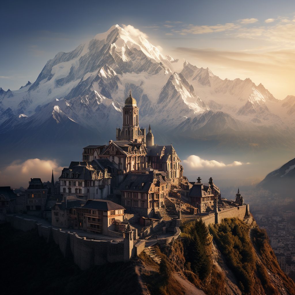 The Towns of Mont Blanc Mountain AI Artwork 15