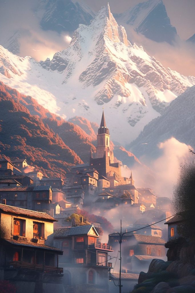 The Towns of Mont Blanc Mountain AI Artwork 18
