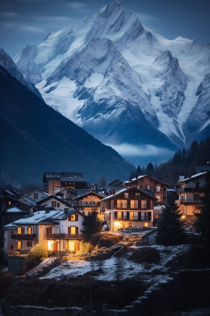 The Towns of Mont Blanc Mountain AI Artwork 22