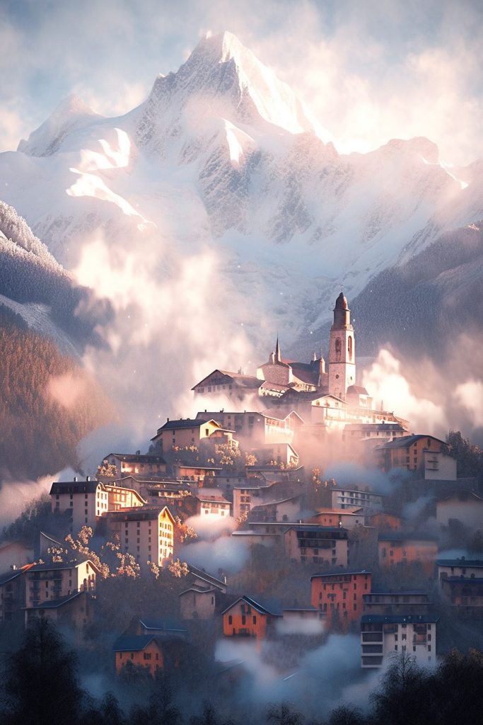 The Towns of Mont Blanc Mountain AI Artwork 24