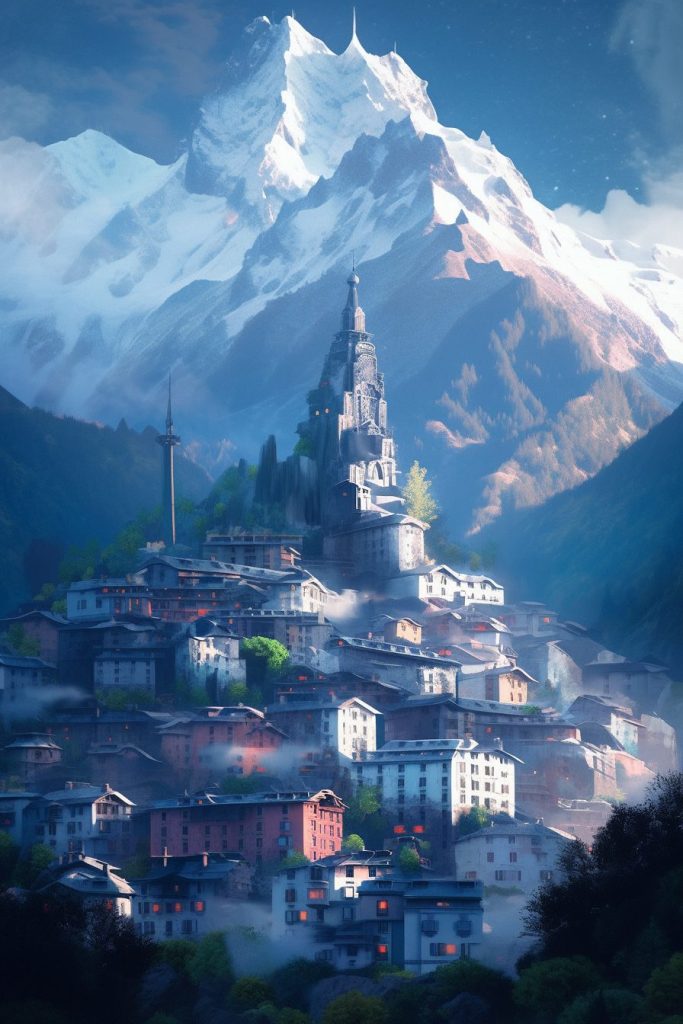 The Towns of Mont Blanc Mountain AI Artwork 25