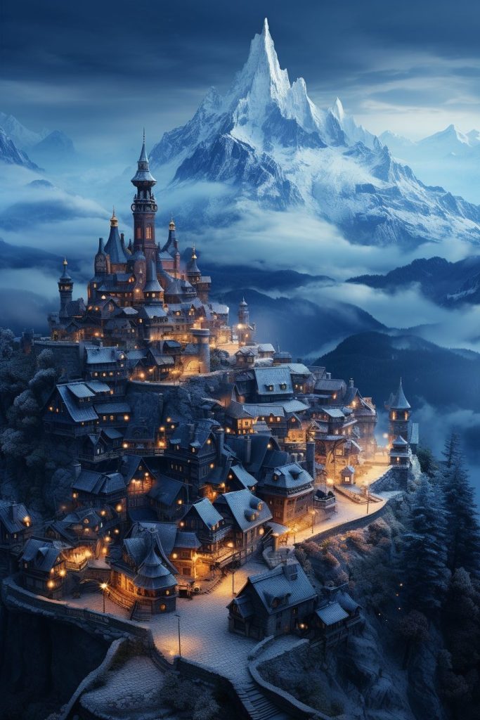 The Towns of Mont Blanc Mountain AI Artwork 28