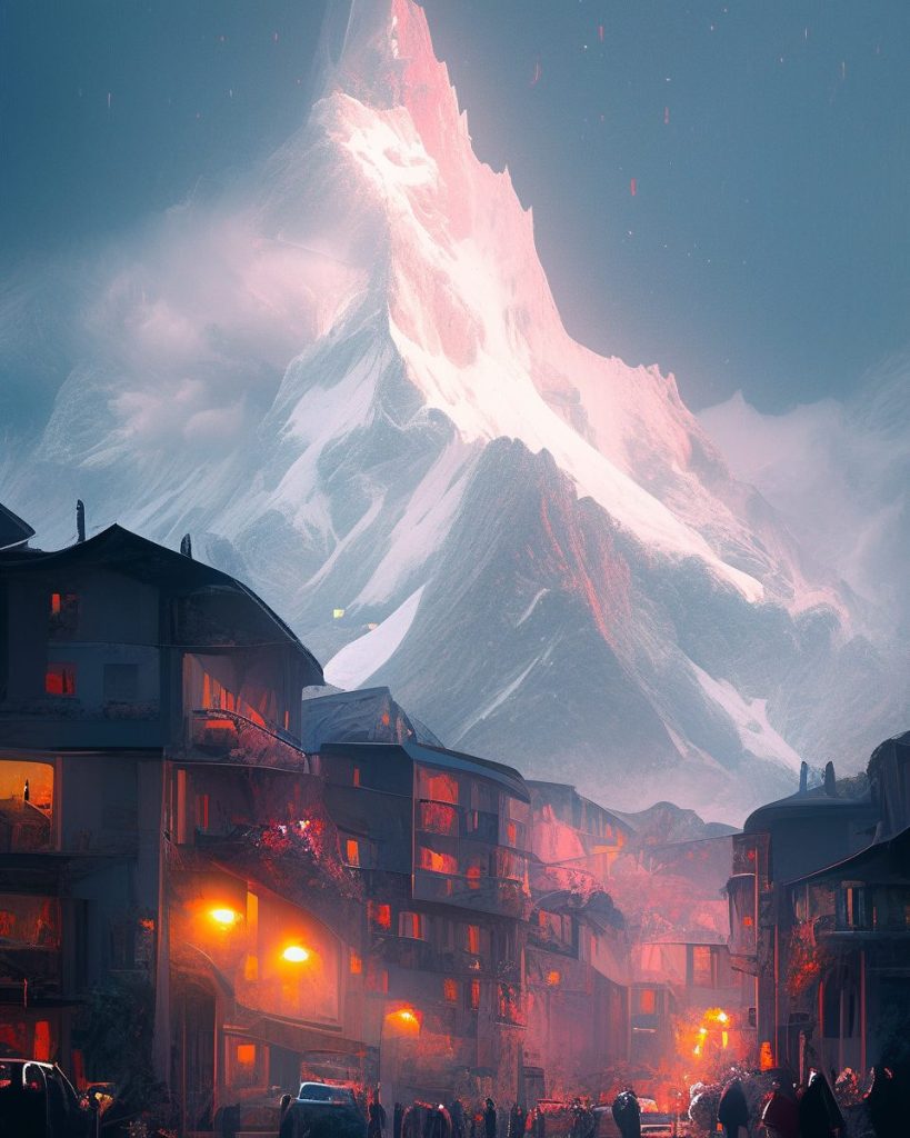 The Towns of Mont Blanc Mountain AI Artwork 30